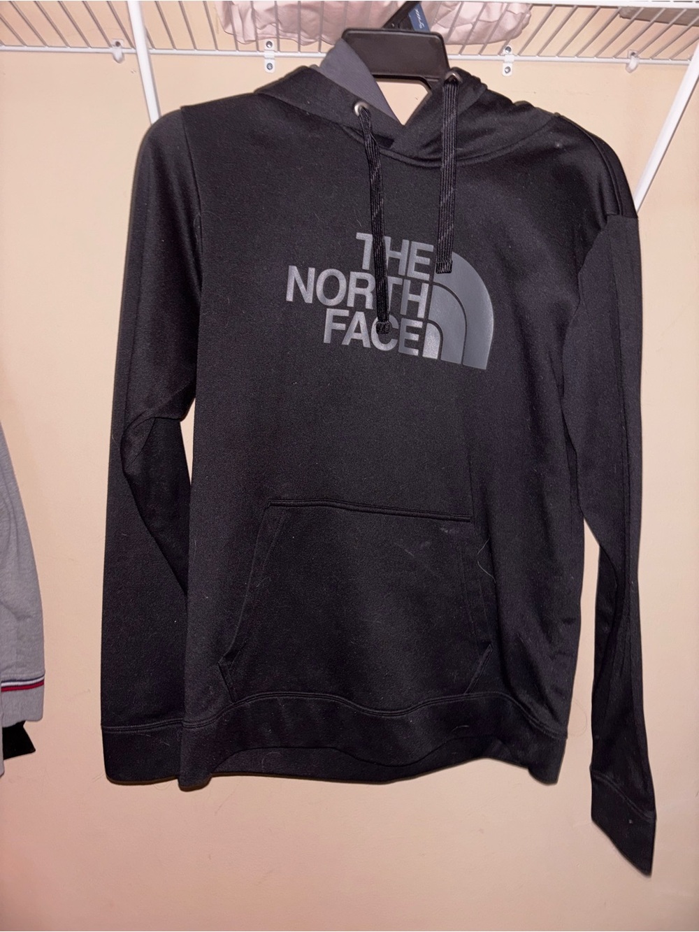 The North Face Black Pullover Hoodie with Gray Logo